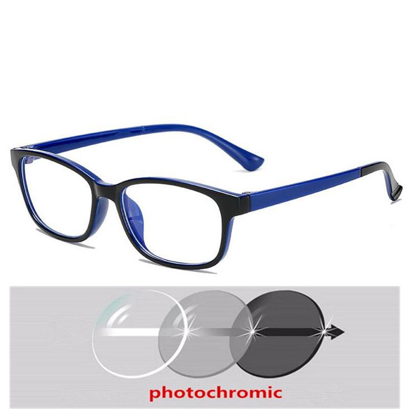 Stylish Plastic Black Gray Frame Square Nearsighted Glasses Sun Photochromic Gray Prescription Eyeglasses 0 -0.5 -0.75 To -6.0 for Women