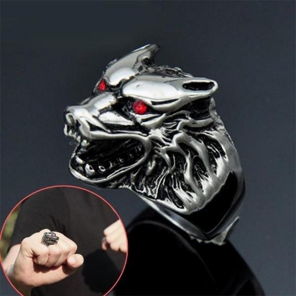 Módní Punk GothicWolf Werewolf Ruby Zircon Eyes Finger pro dárky