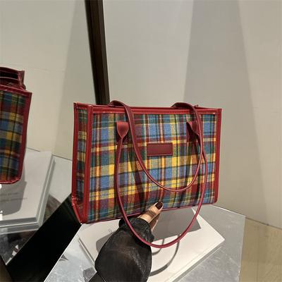 Autumn And Winter Plaid Bags, Commuter Tote Bags, Women'S Fashion Shoulder Bags, Popular This Year, Versatile Hand Bags