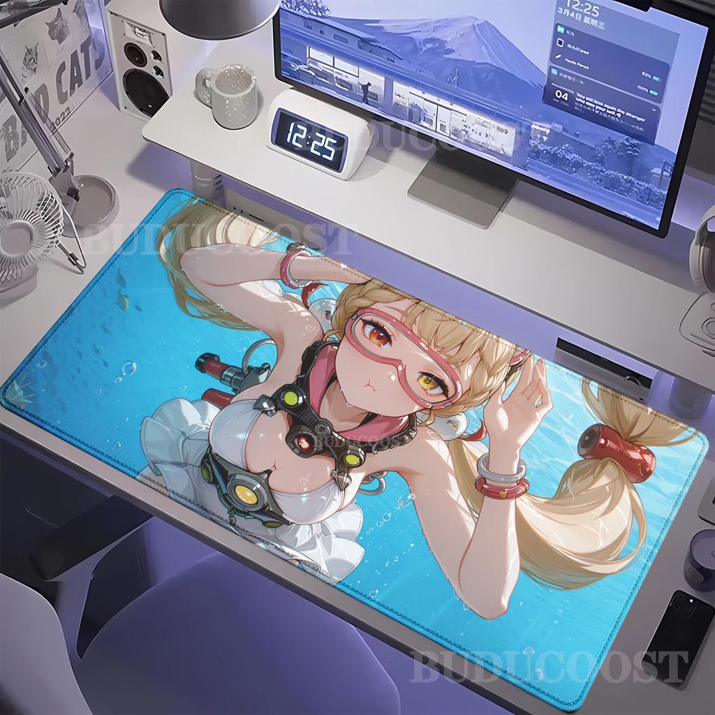 Alice Thymefield kawaii Mousepad Zenless Zone Zero ZZZ Computer Locking Edge Mouse Pad Large Keyboard overlock cute Desk Mat