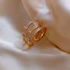Korean Style Double Layer Ring Women's Ins Trendy Internet Popular Fashion Design Rings Shiny Zircon Elegant Female Jewelry