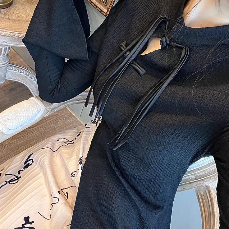 Chinese Style Modified Cheongsam Ink Painting Dress Long Sleeve Suit Women's Dress