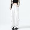 Vintage High Street Wide-leg Overalls Women's Spring New High-waisted Waist-turned Design Sports Casual Pants