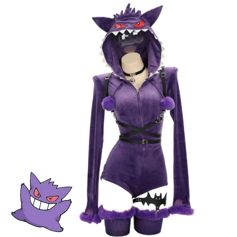 Pokemon Gengar Cosplay Costume For Anime Role Play With Polyester Fabric For Game Fans