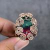 Bi-Color Tourmaline Handmade Copper Wire Wrap Jewelry Ring Size 8.5 F9Z04