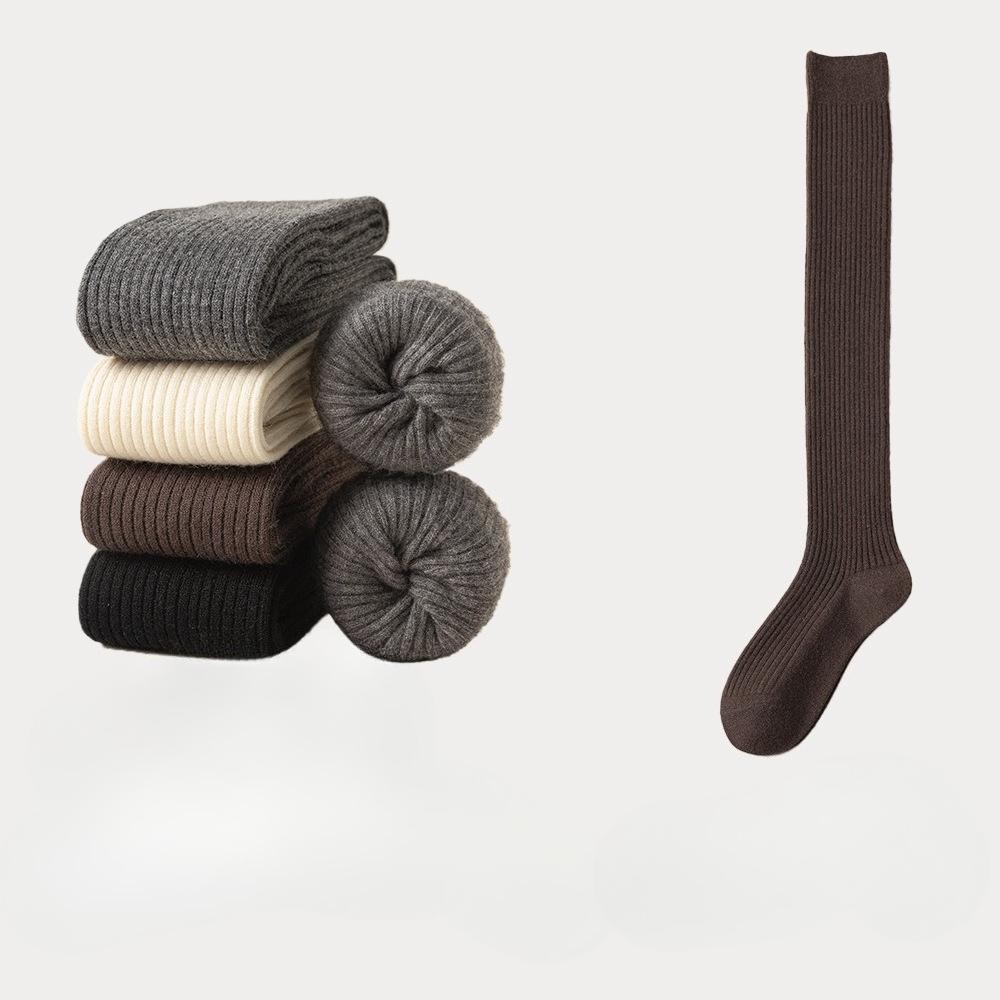 

Кашемировые чулки выше колена для женщин, плотные, теплые и нескользящие для осени и зимы, сочетаются с юбками и чулками выше колена для женщин 1 pair кофейный