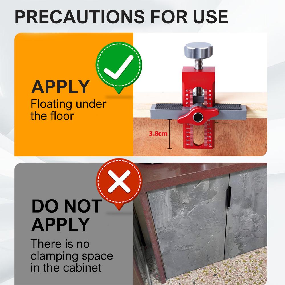 2-in-1 Aluminum Alloy Jig 10mm Drilling Guide Locator Cabinet Door Installation Positioner Can Clamp 7mm-40mm Thickness Boards
