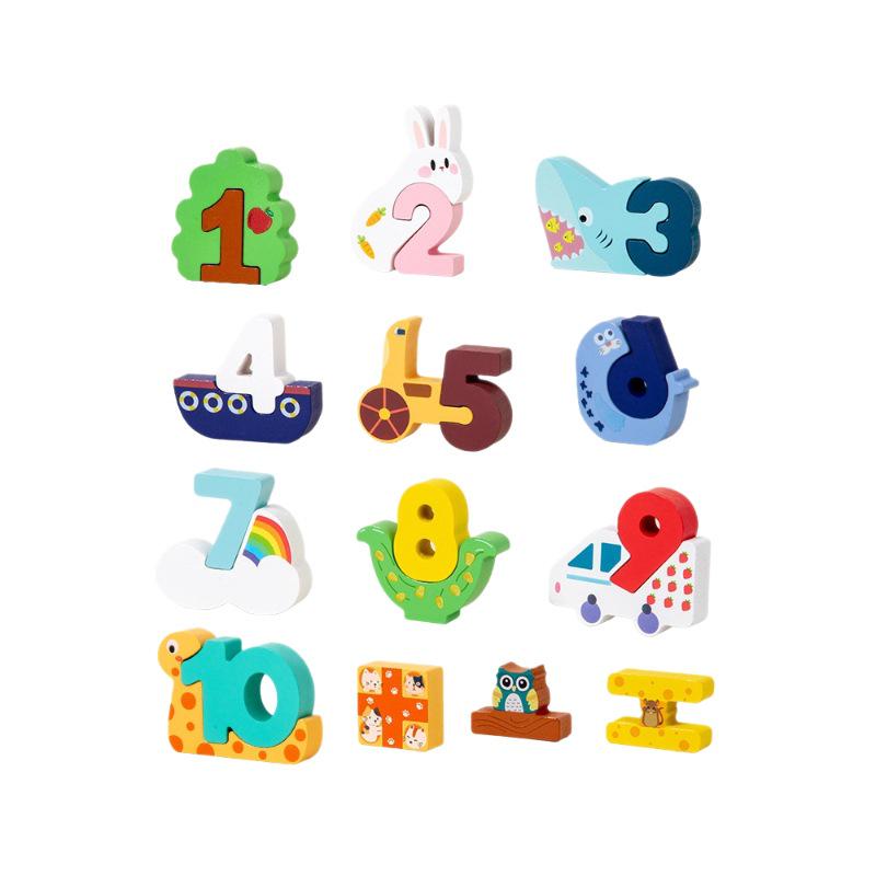 Cognitive Development Wooden Toys: Creative Number Matching Blocks for Early Education and Intellectual Growth