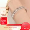 European American Women's Alloy Open Bangle with Inlaid Diamonds, Versatile Design, Stylish Luxury Rhinestone Bracelet
