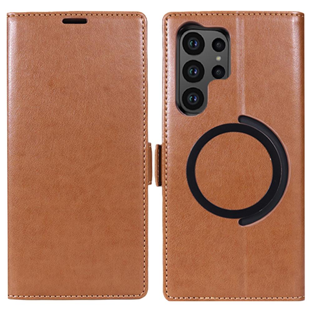 For Samsung Galaxy S25 Ultra Case Compatible with MagSafe Wallet Stand Leather Flip Phone Cover