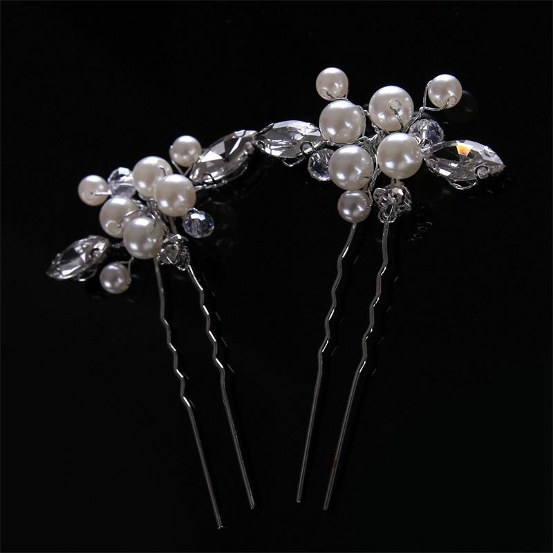 

Свадебный головной убор 2 шт. Свадебный орнамент невесты Аксессуары Жемчужная шпилька