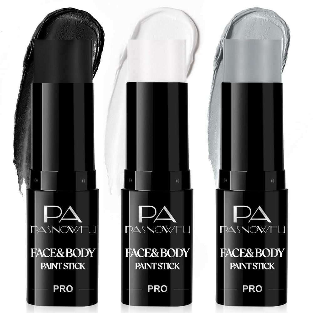 Waterproof Face Paint Stick 3 Types: Black, White, Red, Halloween Pre-Makeup, Black, White, Gray