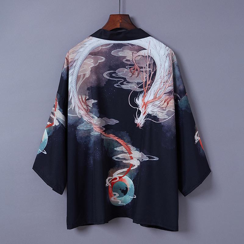 Kimono bărbați în stil japonez Haori în stil chinezesc Cardigan Cămăși pentru bărbați de vară largi Dragon Cardigan