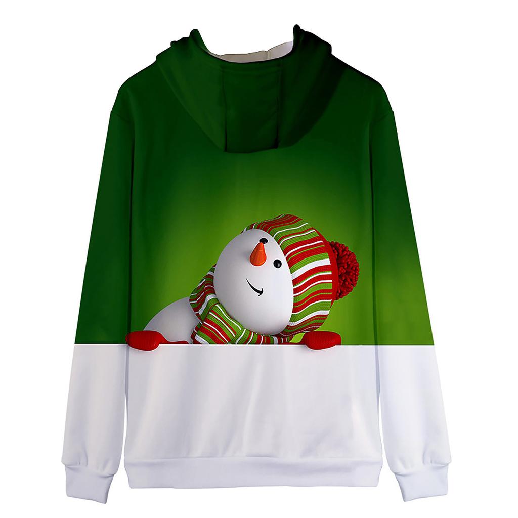 Men's Chrismas 3D Printed Fashion Jacket  Zipper Hooded Loose Casual Holiday Coat Zipper