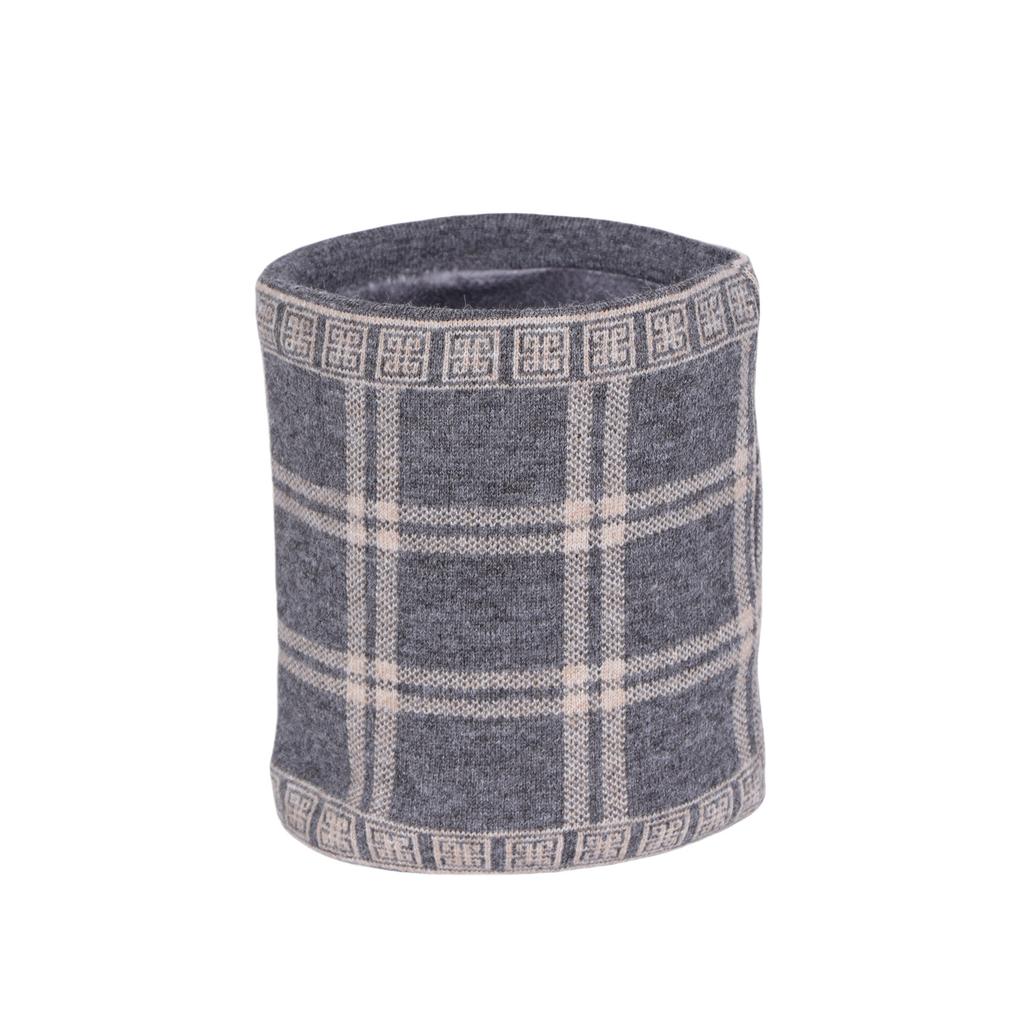 Winter Men Windproof Thickened Neck Gaiter Imitation Cashmere Warm Plaid Neckerchief Fashion Simple Knit Neck Cover Ring Scarf