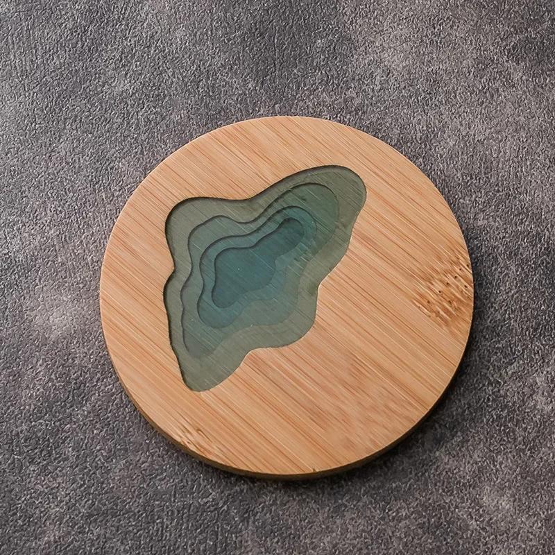 Bamboo Tea Coaster Round Square Kung Fu Tea Mat 3D Craft Non-slip Insulated Tea Tray Home Coffee Coaster Teaware Accessories