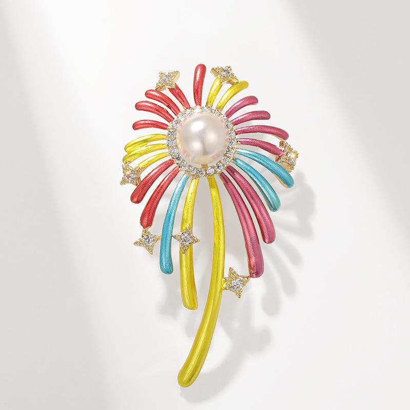 Bo Xin Yun Korean Style Fireworks Brooch: Colorful Pearl Pin Fashion Accessory