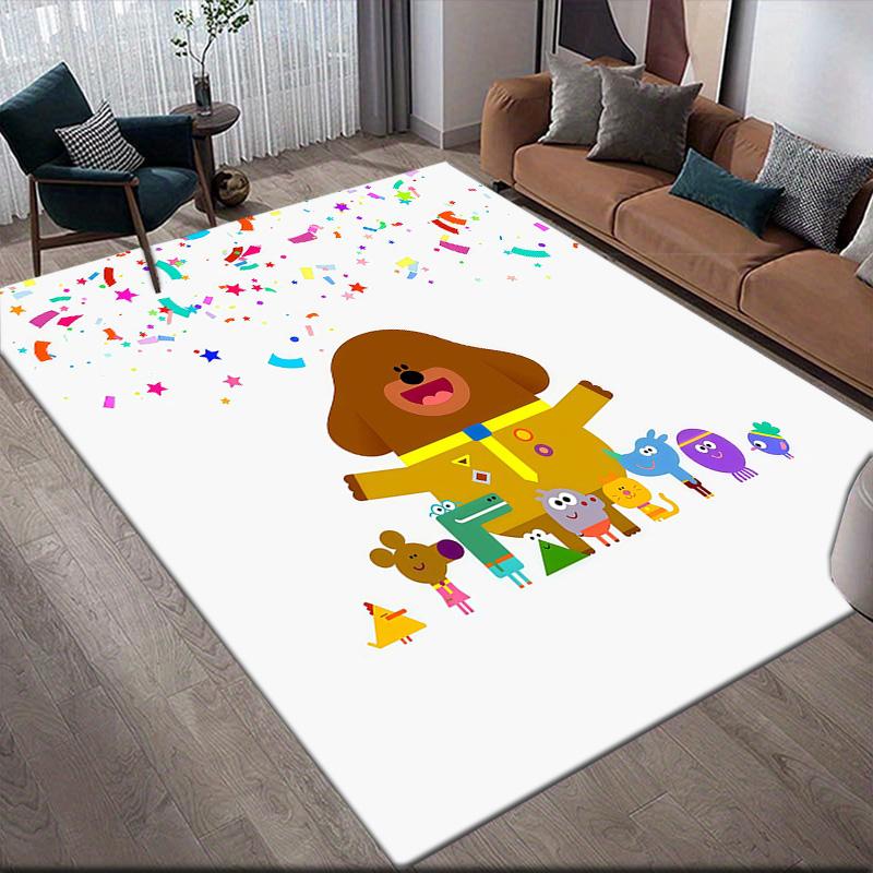 Hey Duggee Flannel Pattern Square Carpet,Area Rug,Carpet Rug for Living Room Bedroom Sofa Playroom Decor,Non-slip Floor Mat