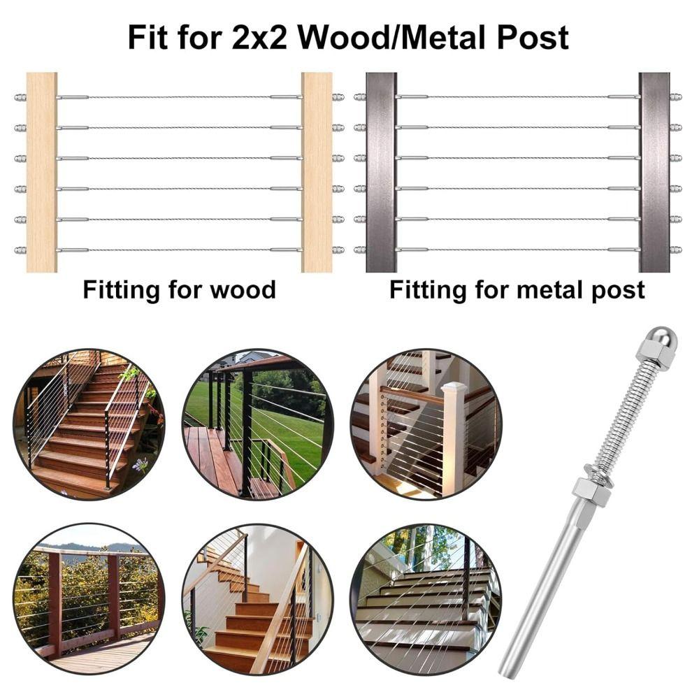 T316 Stainless Steel Cable Railing Tensioner 1/8" Cable Railing End New Swage Stud End Deck