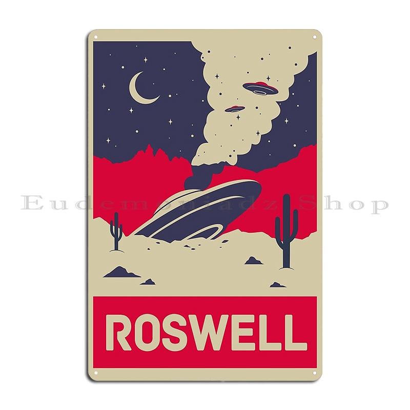 Roswell Ufo Crash Alien Retro Metal Plaque Poster Funny Decoration Personalized Designing Tin Sign Poster 20x30cm