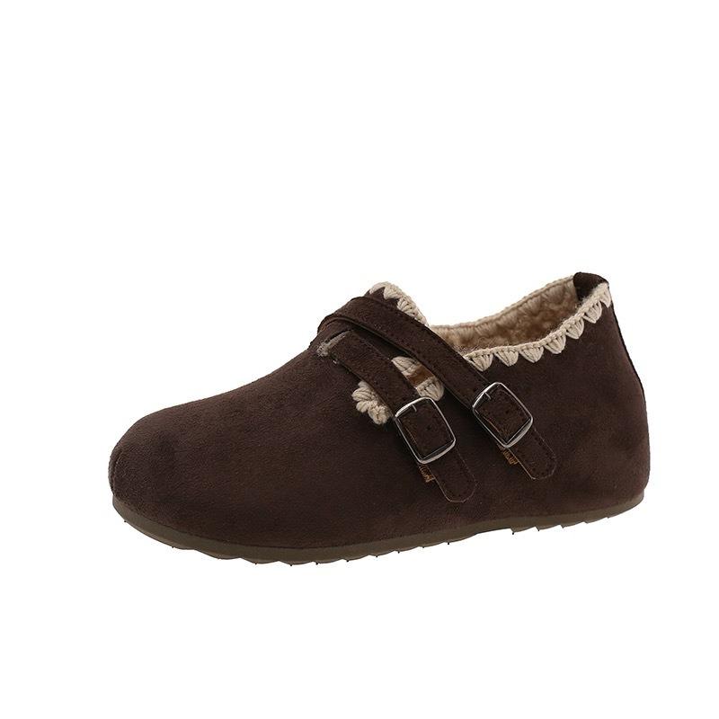 Thick bottom inner height increase, velvet warm women's winter new versatile all-inclusive one-pedal cotton shoes tide