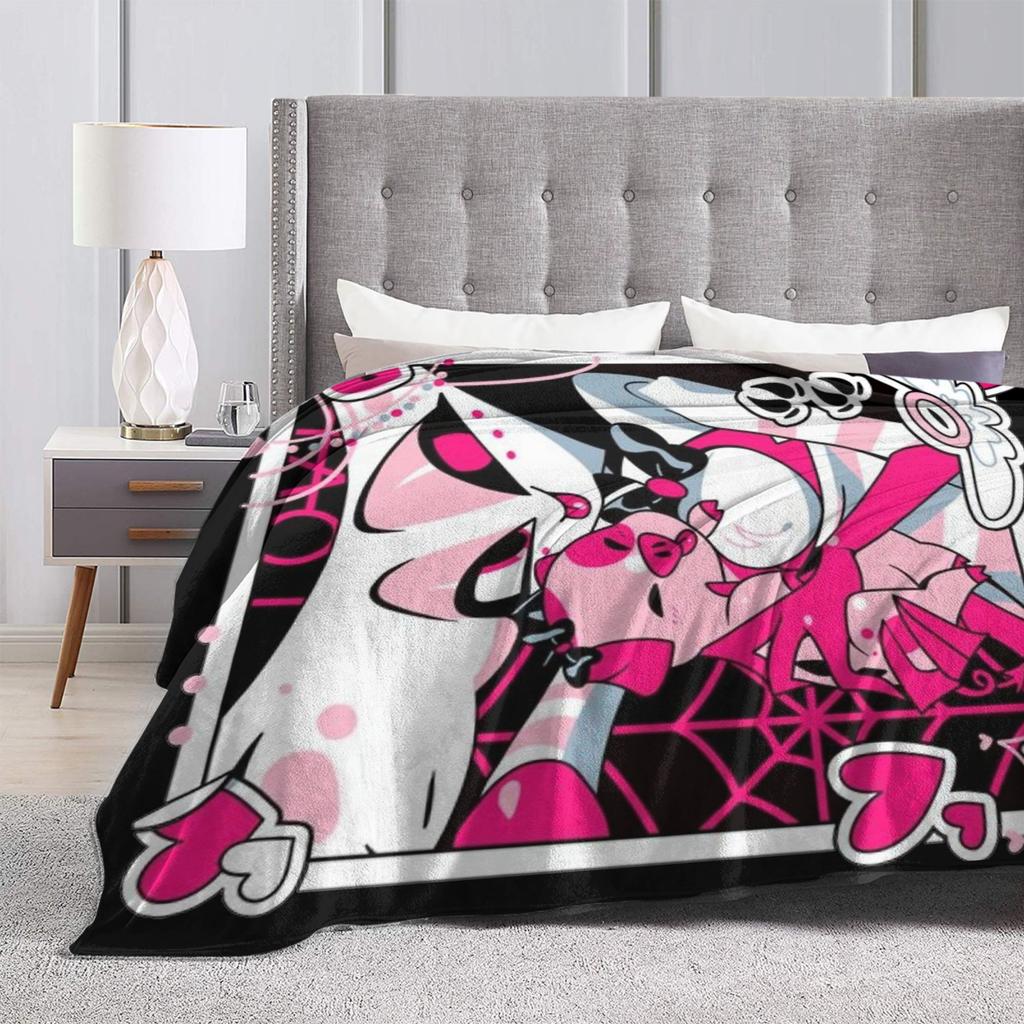 Angel Dusts and Fat Nugget Selfie Hazbins Hotels Blanket Fleece Autumn  Breathable Warm Throw Blanket for Bedding Outdoor Quilt