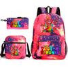 Sprunki Student Starry Sky School Bag Three-piece Rhythm Box Teen Backpack Men's and Women's Casual L