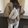 Geantă de piept din denim pentru femei, geantă de umăr cu capacitate mare, geantă de talie