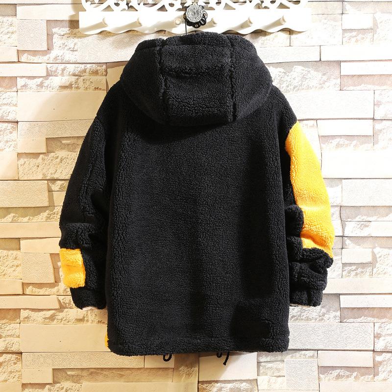 Verdickte, warme Outdoor-Sportjacke mit Farbblockierung für Herren, Übergröße, lässige Winterjacke mit Kapuze