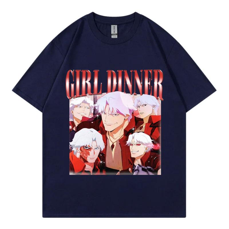 Devil May Cry 2025 Girl Dinner T-Shirt Herren Damen Kleidung Anime Spiel Grafik T-Shirts Gothic Mode Y2k Kurzarm T-Shirts