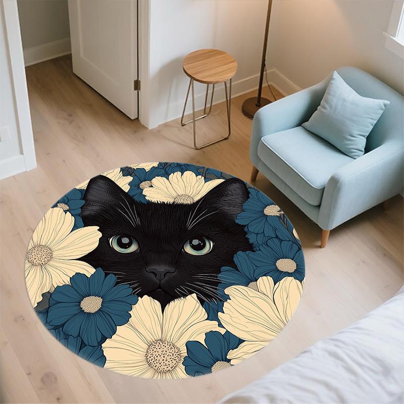 Blue Series Animals,Round Area Rug,Carpet Rug for Living Room Bedroom Sofa Playroom Decor,Non-slip Floor Mat