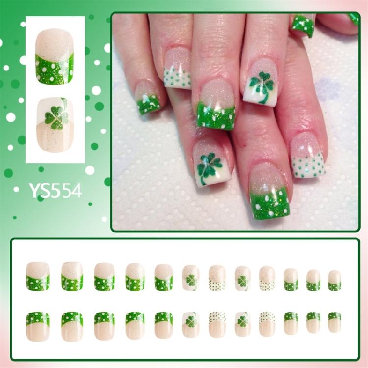 Square Nail Tips Fake Nail Glues On Nail Stick On Nail Saint Patrick’s Day Press On Nail Artificial False Nail for Women