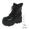 Fashion Punk Solid Black Thick Bottom Ankle Boots Chunky Platform Super High Heel Lace Up Boots Fashion Y2K Height Increase Booties