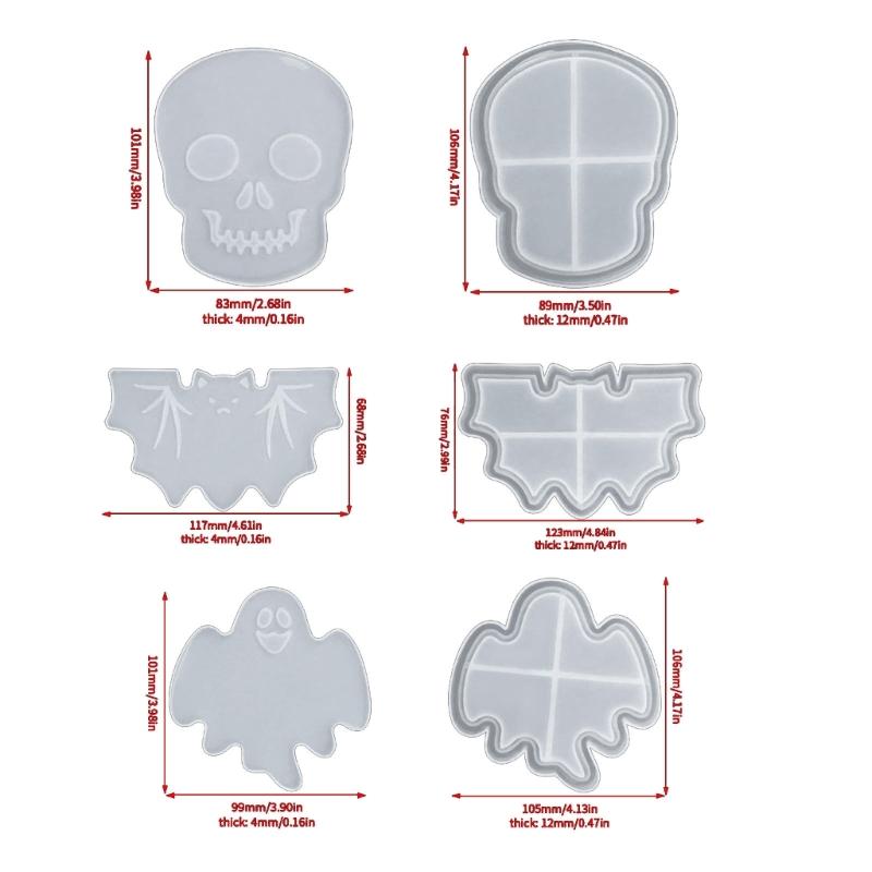 Silicone Halloween Skull Coaster Resin Casting Mold Quicksand Christmas Tree Snowflake Cup Mat Mold Home Decor Art Craft