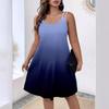 Plus Size Women's Shoulder Strap Dress Summer Round Neck Fashion Gradient Printed Casual Suspender Vest Dresses Women