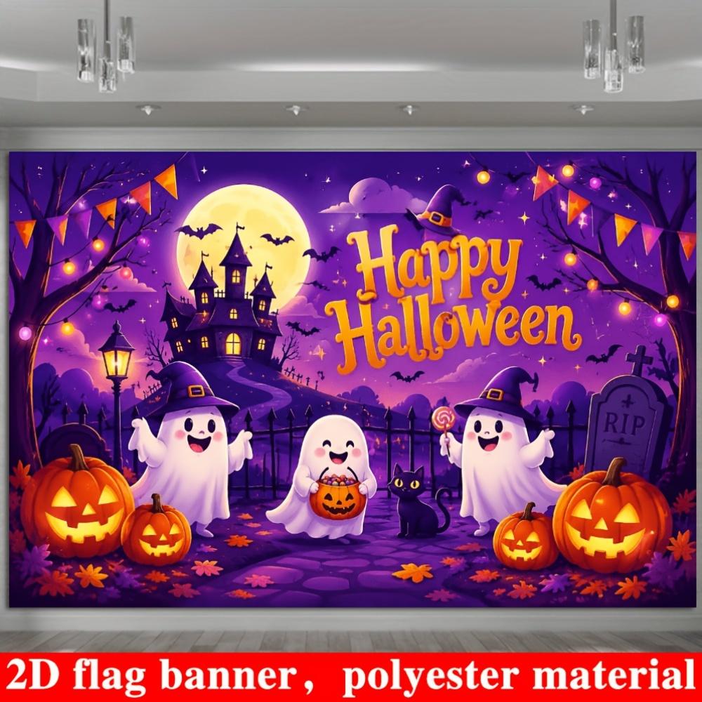 Halloween-themed banner background, suitable for indoor and outdoor events. Can be used as a photo backdrop or wall decoration.