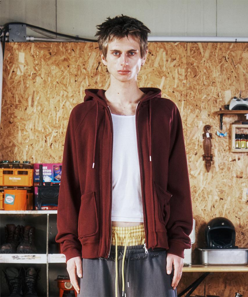 Thevinylhouse Stitch Hoodie Zip-Up Burgundy