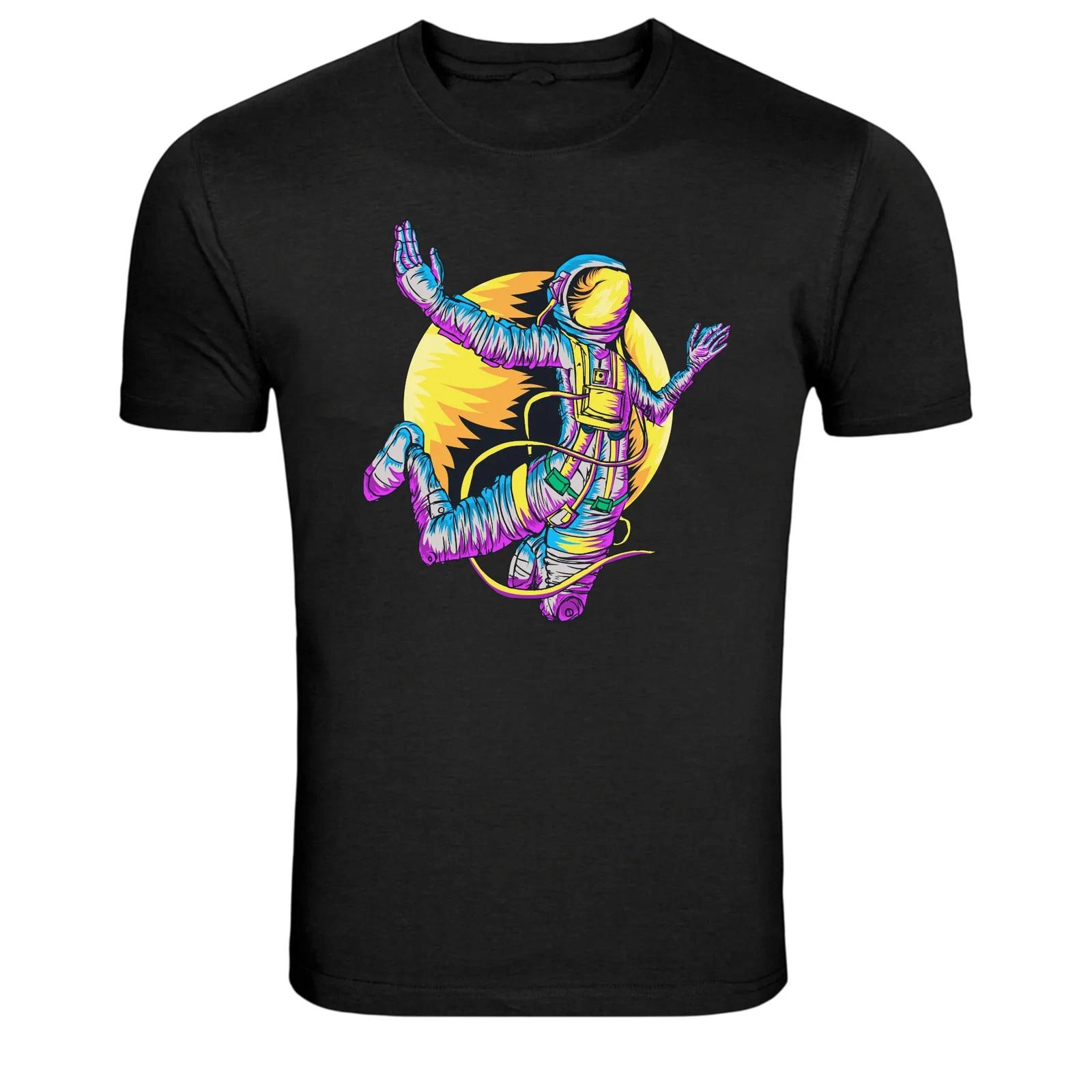 Colorful Astronaut Floating Space Graphic T-Shirt S