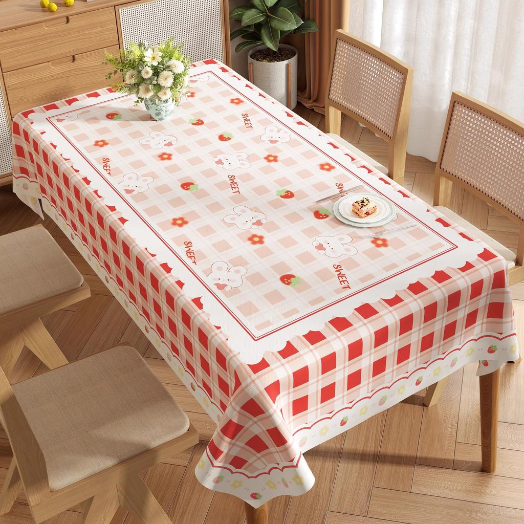 Masa Örtüsü Su Geçirmez ve Yağ Geçirmez Kalıcı PVC Yemek Masası Masa Örtüsü Küçük Taze Çizgi Film Masa Örtüsü Dikdörtgen Sehpa Masa Örtüsü