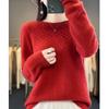 Women's Cashmere Hollow-Out Round Neck Knitted Wool Pullover Sweater