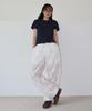 RONRON Dot Ruffle Half Sleeve T Shirt Navy