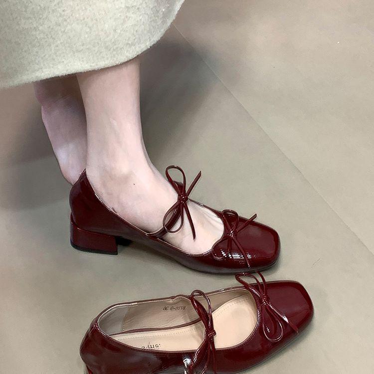 Silver High-end Bow with Skirt Single Shoes Women's 2025 New Thick Heel Temperament Word with Mary Jane Single Shoes