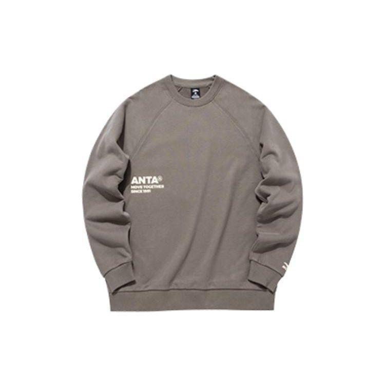 

Anta FW22 Простая свободная повседневная толстовка из чистого хлопка с длинными рукавами, мужские топы, коричневые 952148721-3