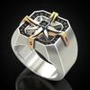 Viking Style Nautical Compass Ring Gold Two-Color Stainless Steel Vintage Jewelry for Men