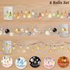 8 Rolls 8 Styles PET Self Adhesive Stickers Roll Decorative Stickers Roll Mixed Shapes 50mm 1roll/style 2m/roll