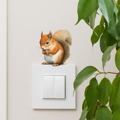 Autocollants d'interrupteur auto-adhésifs Mignon Écureuil Dessin Animé pour Décoration Murale de Maison