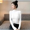 Black Semi-turtleneck Threaded Bottoming Shirt Women's New Slim-fitting and Thin Long-sleeved Shirt Women's Top