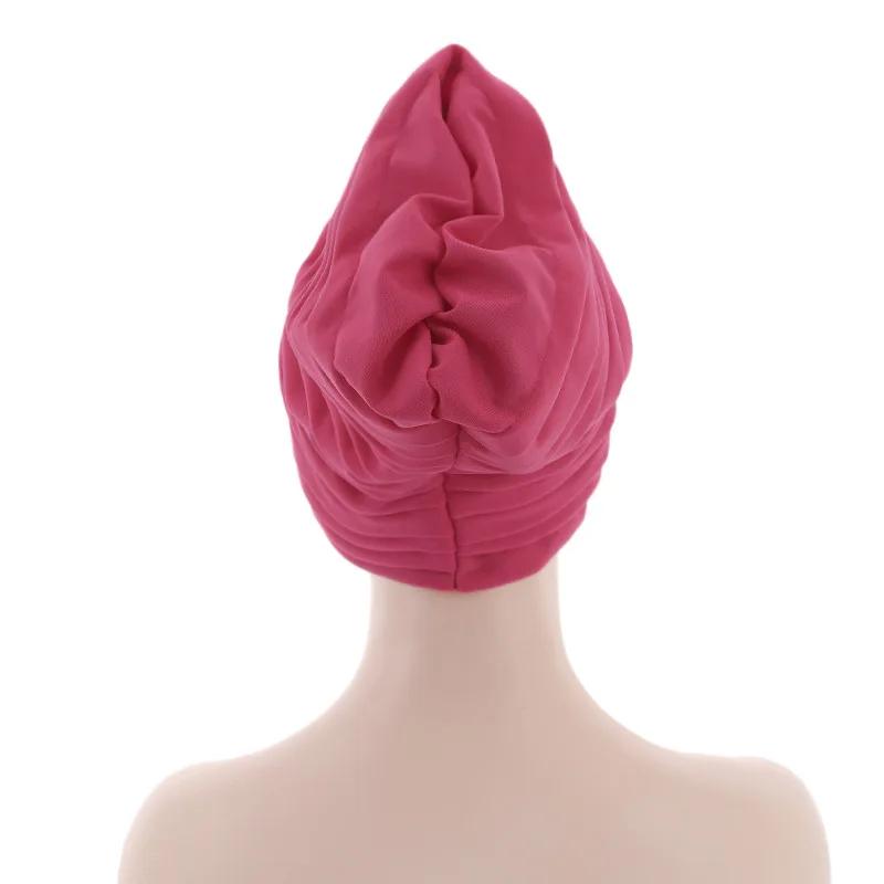 New Candy Color Head Wraps Muslim Hijab Bonnets Fashion Headwear Pleated Turban Cap for Women African Auto Geles Aso Oke Headtie
