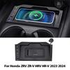 Black Car Wireless Charger For Honda ZRV ZR-V HRV HR-V  2024 15W Fast Phone Charger Charging Pad Plate Auto Parts