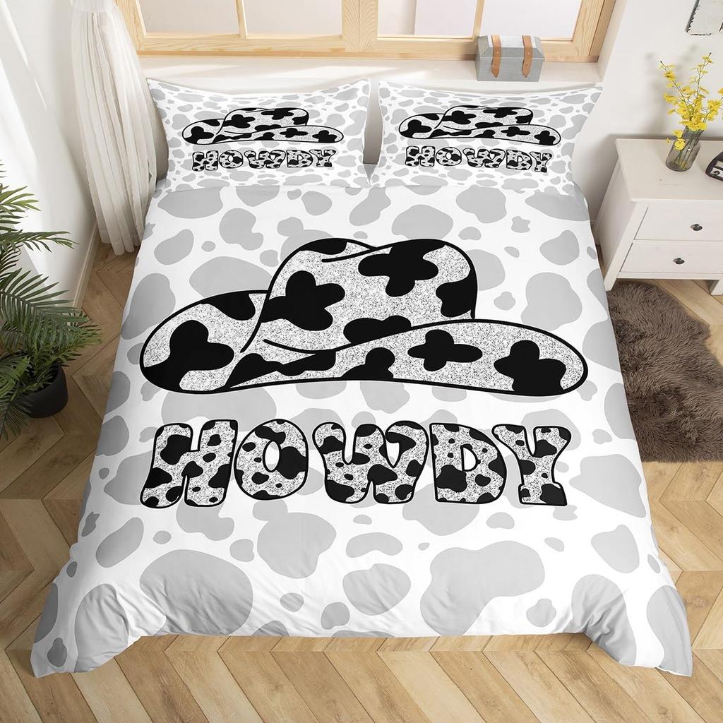 Cow Print Bedding Set King Size Kids Black White Duvet Cover Set Cartoon Milk Cow Comforter Cover Animal Farmhouse Quilt Cover